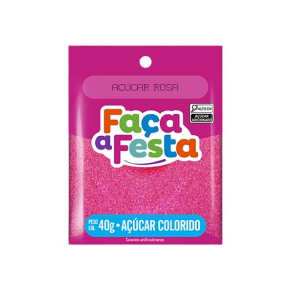 Encontraproduto.com.br - Açúcar Colorido Faça A Festa Rosa 40g Leke Alimentos