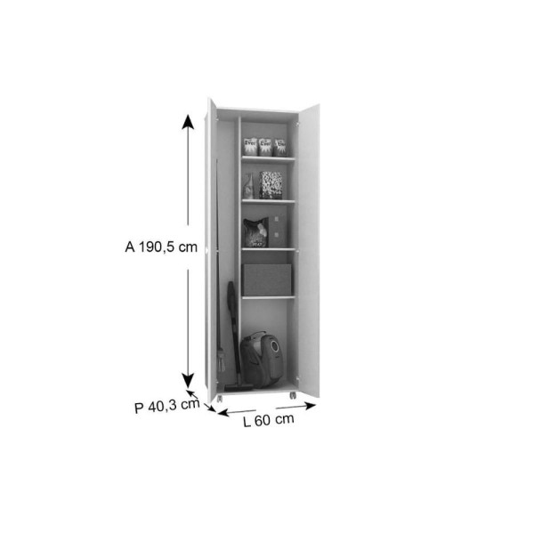 Encontraproduto.com.br - Armário Multiuso Lavanderia AM3101 c/ 2 Portas c/ Rodízios Branco - Tecno Mobili