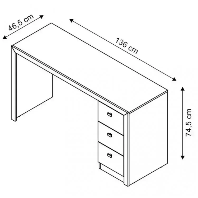 Encontraproduto.com.br - Mesa Para Computador 3 Gavetas ME4102 Amêndoa - Tecno Mobili