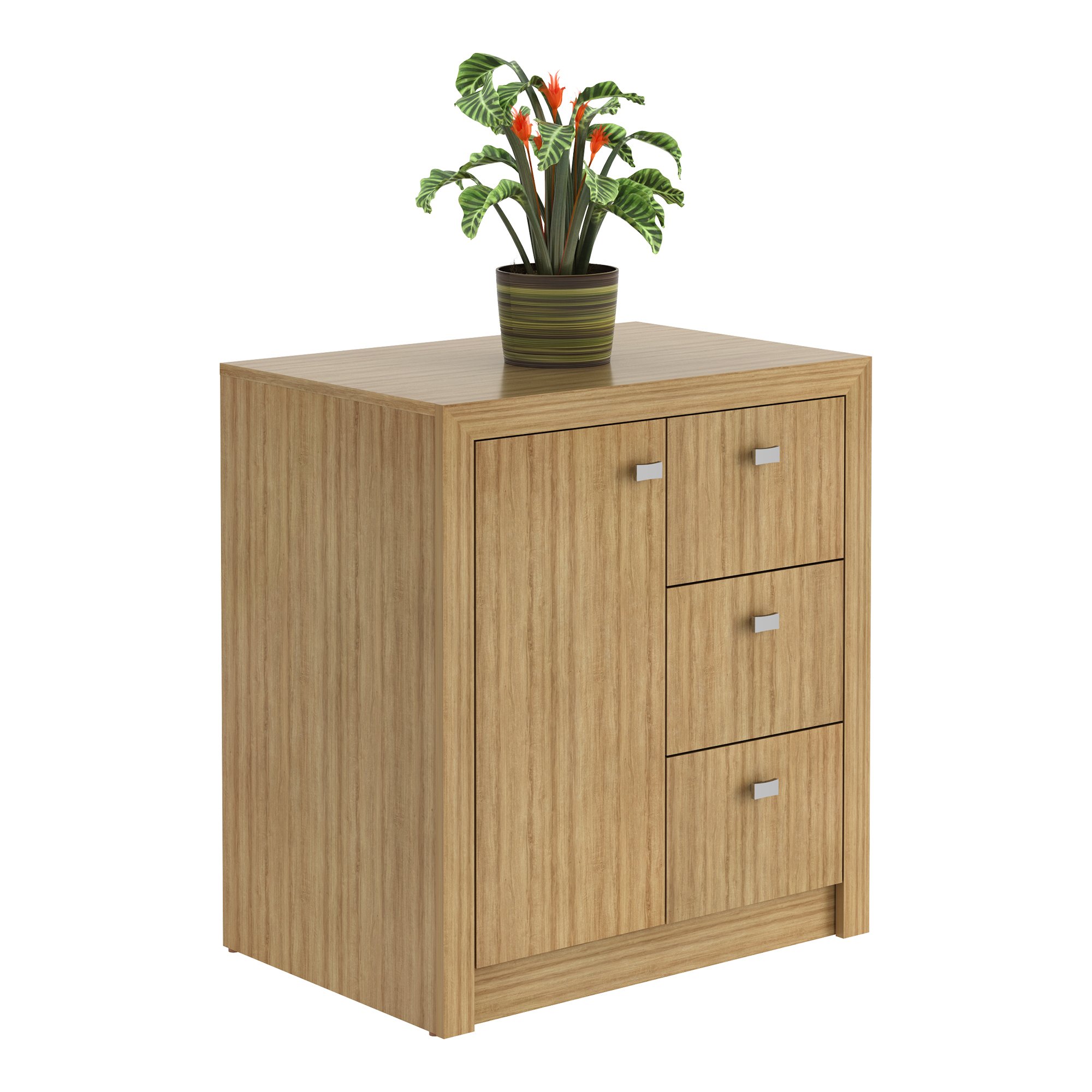 Encontraproduto.com.br - Armário 03 Gavetas e 01 Porta para Home Office ME4111 Amendoa - Tecno Mobili