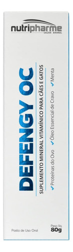 Encontraproduto.com.br - Defengy OC 80g Pasta Remove Tártaro Cães e Gatos Nutripharme