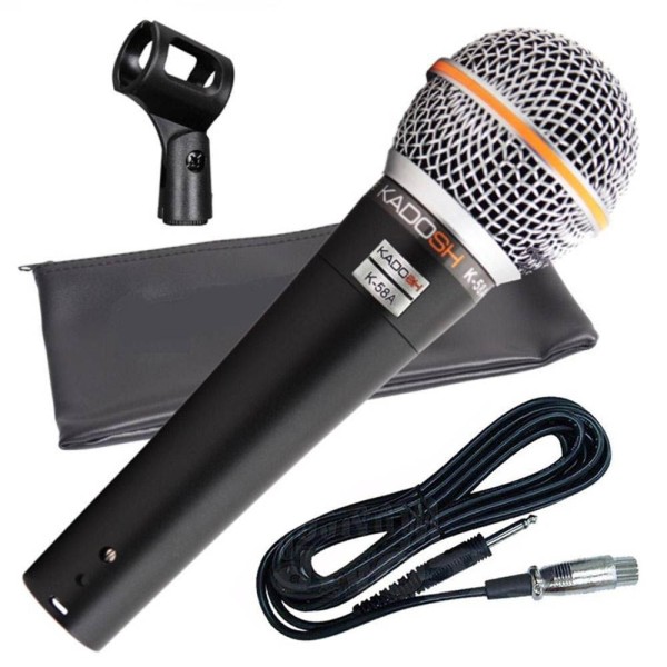 Encontraproduto.com.br - Microfone Kadosh Dinâmico Unidirecional K-58A C/ Cabo, Bolsa e Cachimbo - AC1819