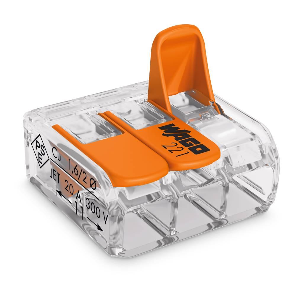Encontraproduto.com.br - Conectores com Emenda de 3 Polos 32A Com 4 Unidades Wago