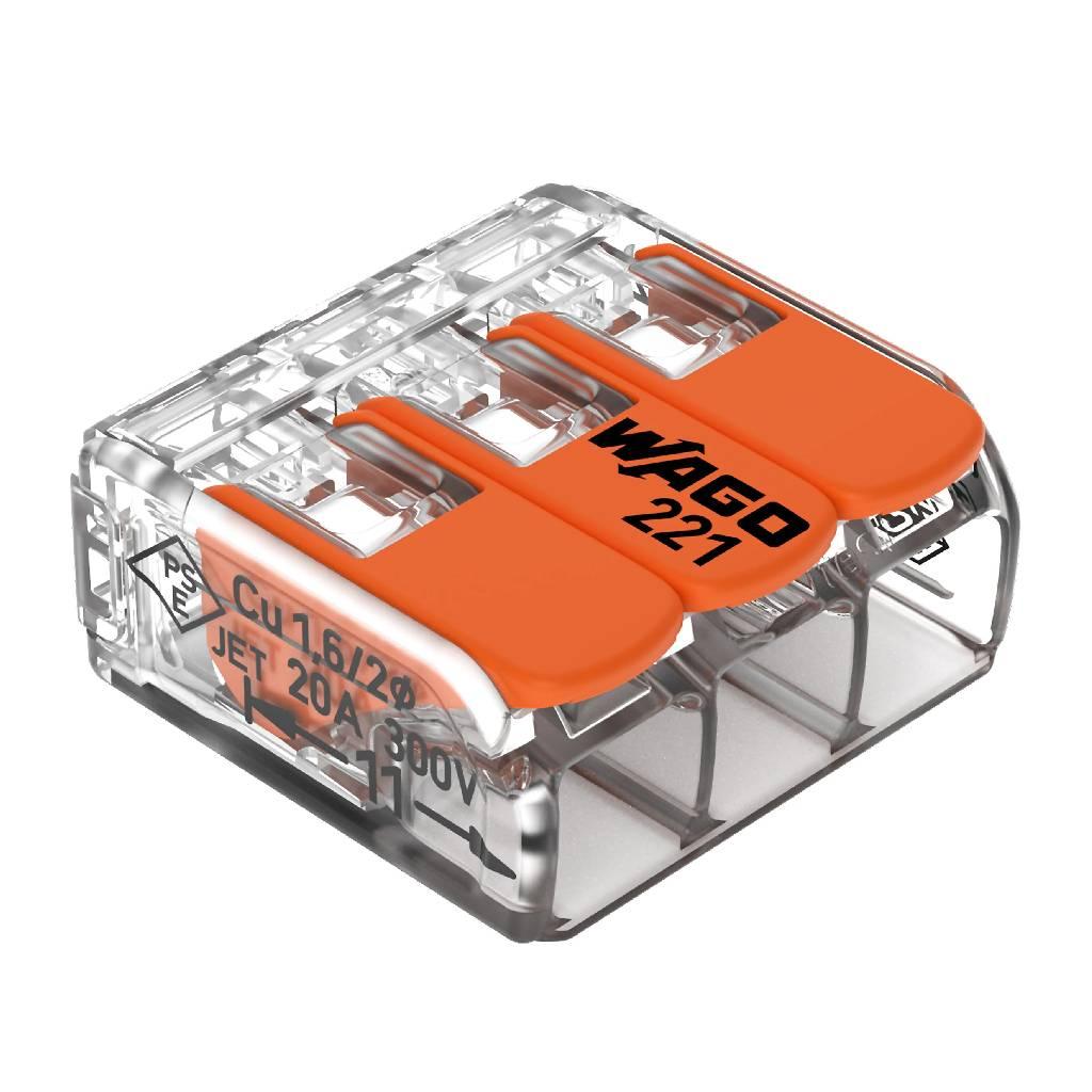 Encontraproduto.com.br - Conectores com Emenda de 3 Polos 32A Com 4 Unidades Wago