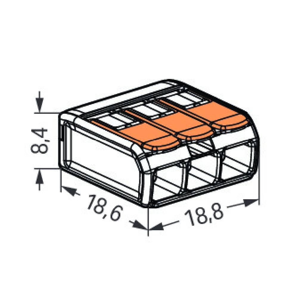 Encontraproduto.com.br - Conectores com Emenda de 3 Polos 32A Com 4 Unidades Wago