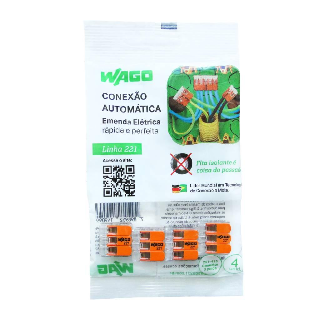 Encontraproduto.com.br - Conectores com Emenda de 3 Polos 32A Com 4 Unidades Wago