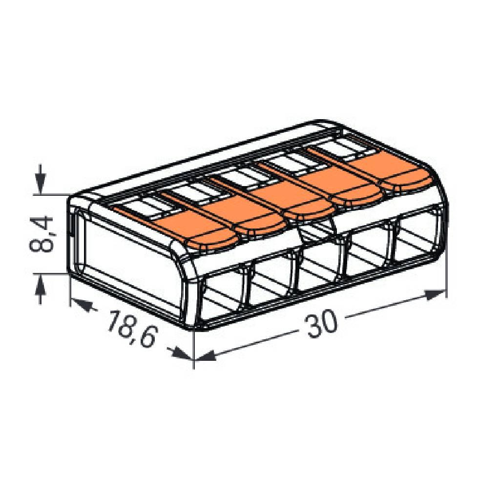 Encontraproduto.com.br - Conector Elétrico Emenda Wago 5 Polos Pacote com com 4 Unidades