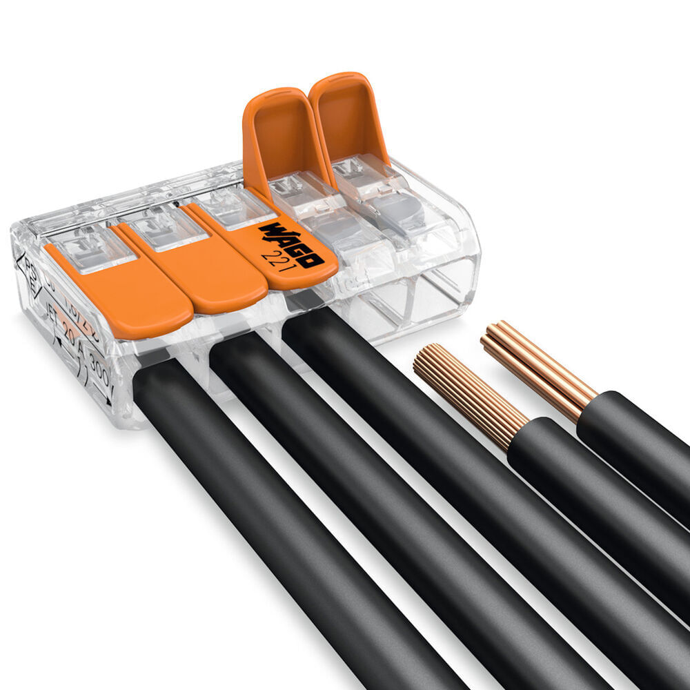 Encontraproduto.com.br - Conector Elétrico Emenda Wago 5 Polos Pacote com com 4 Unidades