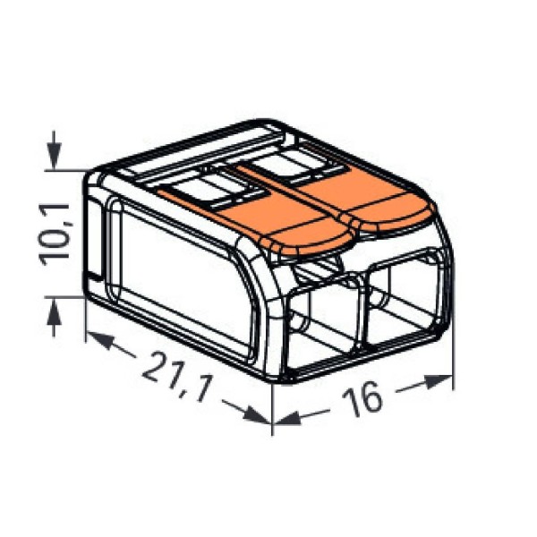 Encontraproduto.com.br - Conector de Emenda Chuveiro 41A 2 Polos Flowpack Wago