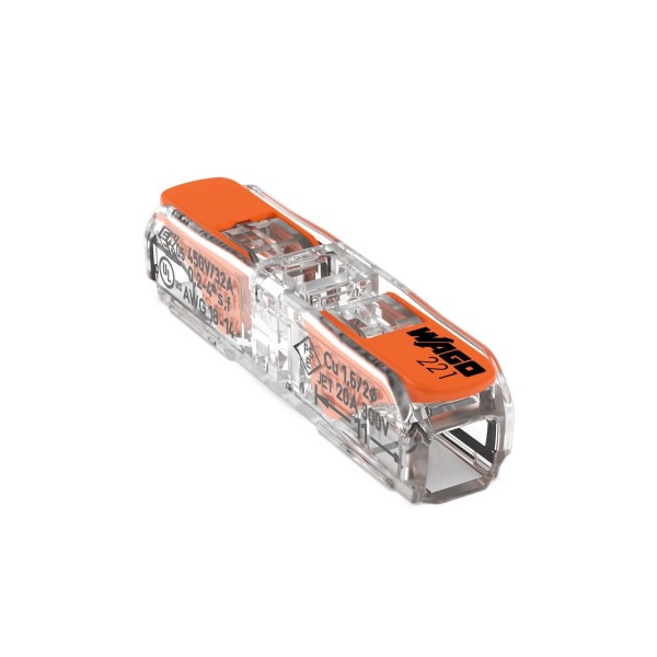 Conector Emenda Wago 221 Inline até 4mm2 32A 3 peças transparente