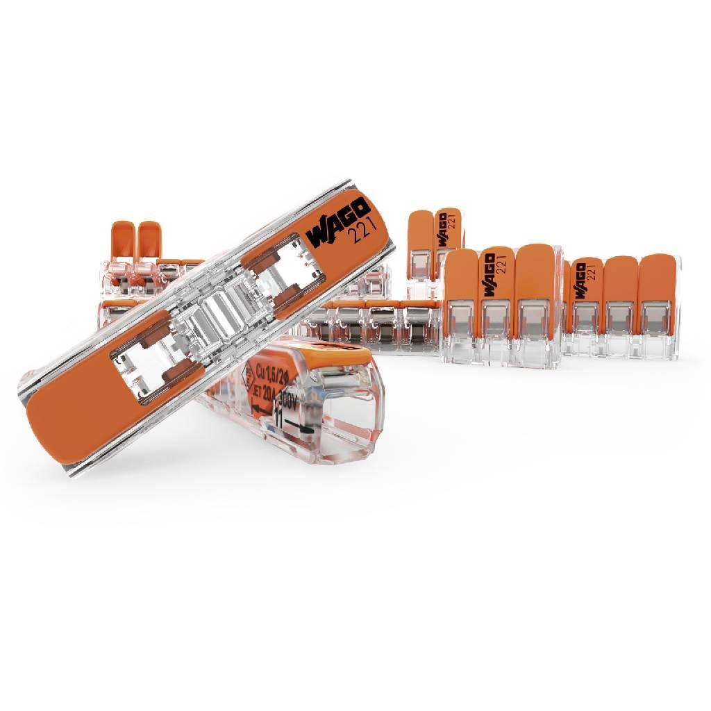 Encontraproduto.com.br - Conector Elétrico Emenda Wago 2 Polos Pacote com 2 Unidades