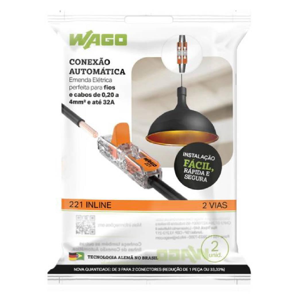 Encontraproduto.com.br - Conector Elétrico Emenda Wago 2 Polos Pacote com 2 Unidades