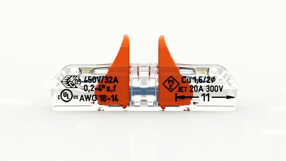 Encontraproduto.com.br - Conector Elétrico Emenda Wago 2 Polos Pacote com 2 Unidades