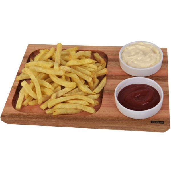 Encontraproduto.com.br - Tábua Para Servir Petiscos Churrasco Lanches 30x21cm 2 Molheiras De Porcelana 130ml Utily Domama