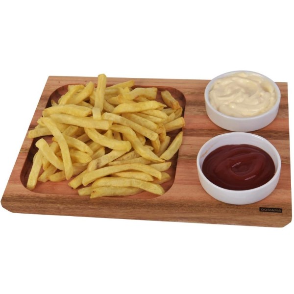 Encontraproduto.com.br - Tábua Para Servir Petiscos Churrasco Lanches 30x21cm 2 Molheiras De Porcelana 130ml Utily Domama