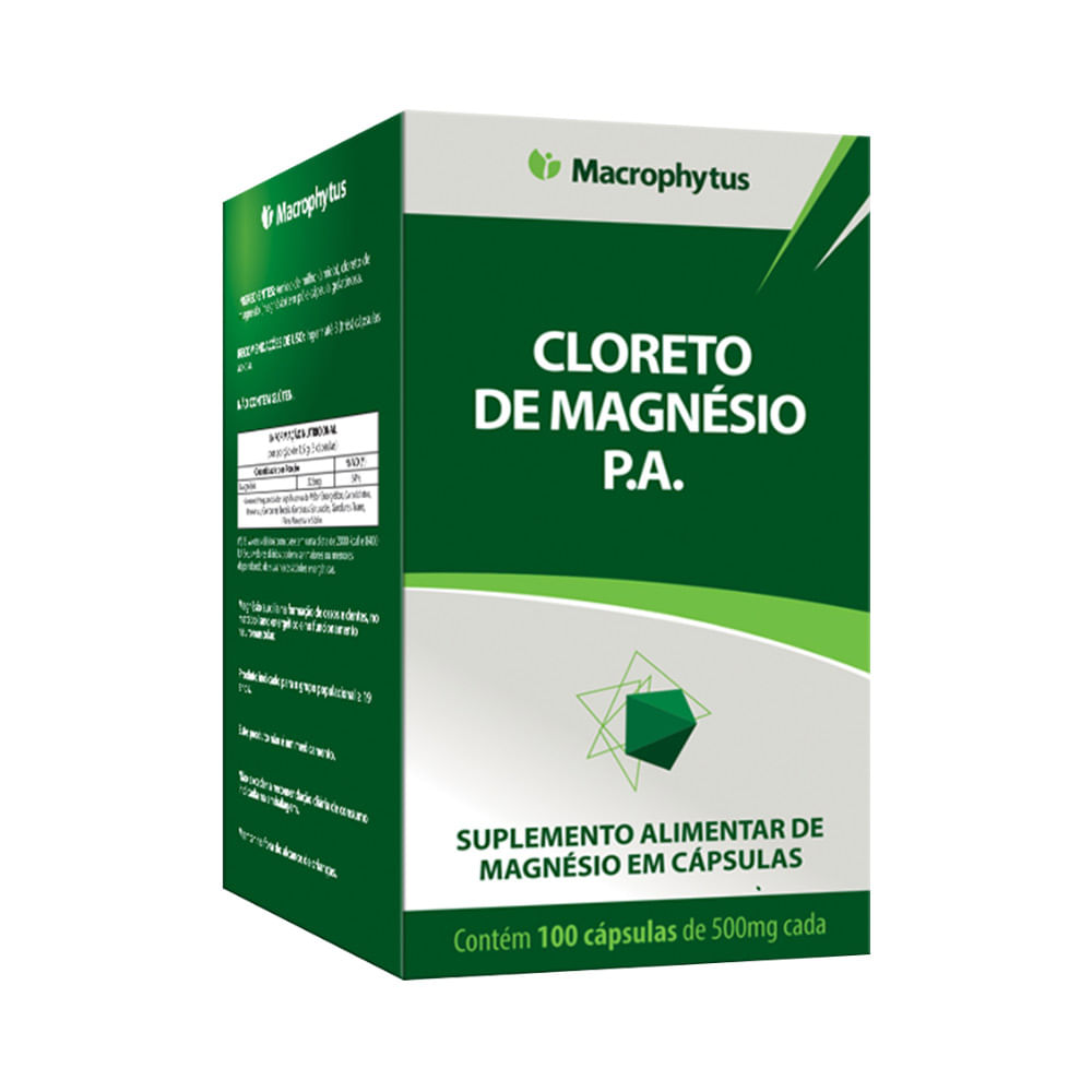 Cloreto De Magnesio P.a Macrophytus Com 100 Capsulas 500mg