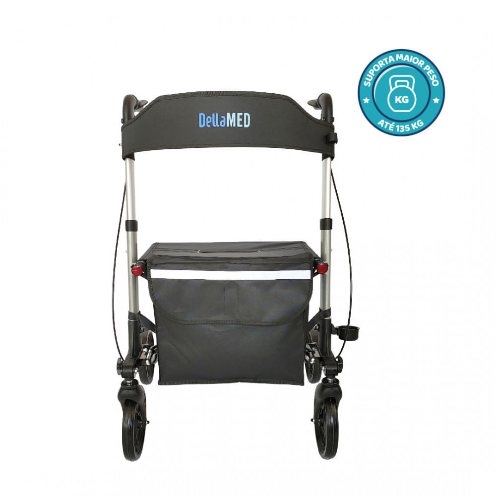 Encontraproduto.com.br - Andador Para Idoso Em Alumínio Dobrável D14 Dellamed Com 4 Rodas