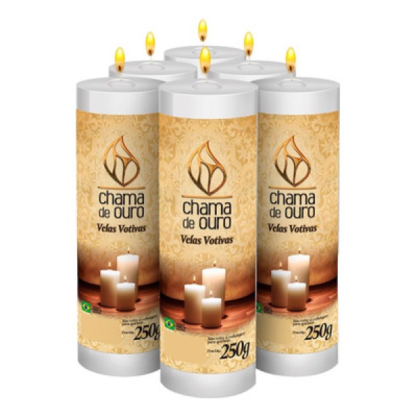 Encontraproduto.com.br - Vela Votiva 250g Branca - Chama De Ouro