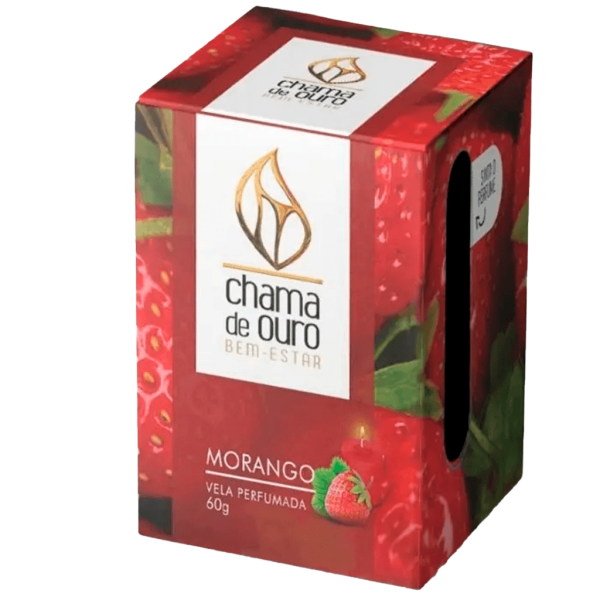 Encontraproduto.com.br - Vela Perfumada Aroma De Morango - Chama De Ouro Bem-estar