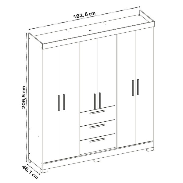 Encontraproduto.com.br - Guarda Roupa Casal com Pés 6 Portas 3 Gavetas NT 6030 Notável Móveis