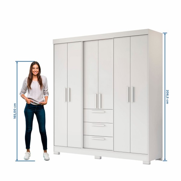 Encontraproduto.com.br - Guarda Roupa Casal com Pés 6 Portas 3 Gavetas NT 6030 Notável Móveis