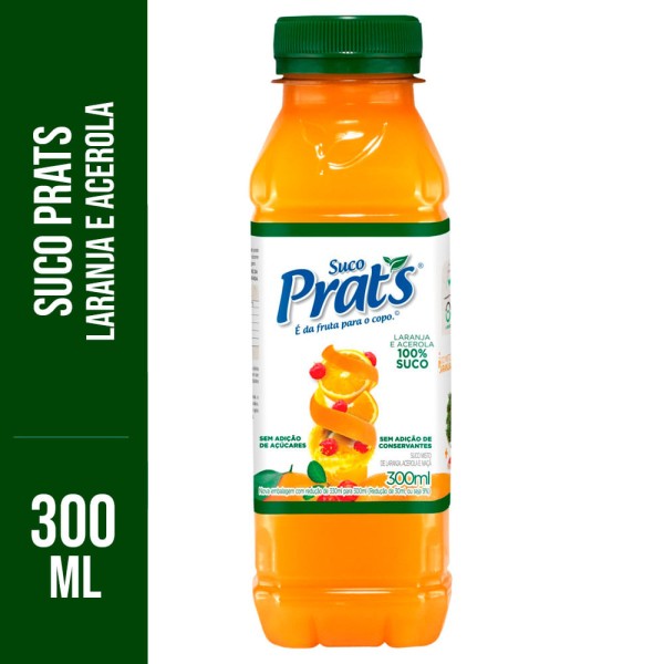 Suco Prats Misto s/ Adição de Açúcar Laranja, Acerola e Maçã Garrafa 300ml