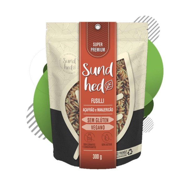 Encontraproduto.com.br - Macarrão Fusilli com Açafrão e Manjericão 300g Sundhed