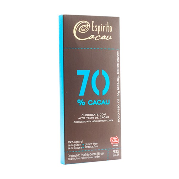 Encontraproduto.com.br - Tablete Chocolate 70% Cacau 80g - Espírito Cacau