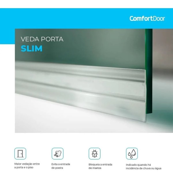 Encontraproduto.com.br - Veda porta adesivo slim transparente 80cm comfort door /ref:30.