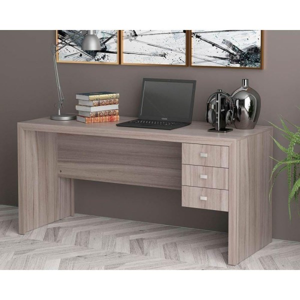 Mesa de Computador ME4113 c/ 3 Gavetas Carvalho - Tecno Mobili