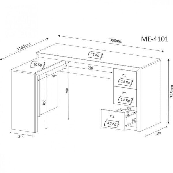 Encontraproduto.com.br - Mesa para Escritório ME4101 Carvalho Tecnomobili
