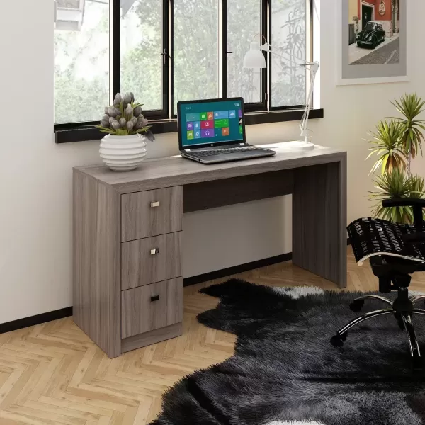 Encontraproduto.com.br - Mesa Para Computador 3 Gavetas ME4102 Carvalho - Tecno Mobili