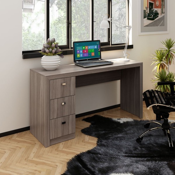 Encontraproduto.com.br - Mesa Para Computador 3 Gavetas ME4102 Carvalho - Tecno Mobili