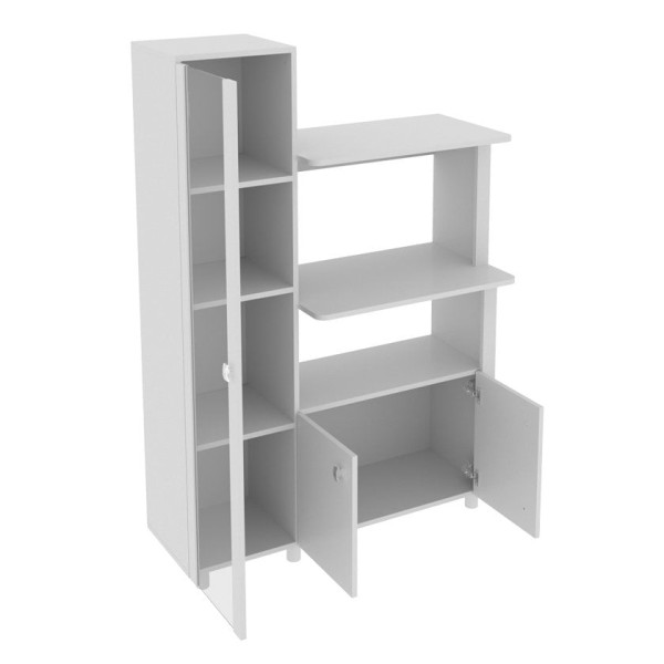 Encontraproduto.com.br - Balcão Multiuso Cozinha   BL-3304 c/ 3 Portas e Nicho p/ Microondas 96cm Branco - Tecno Mobili