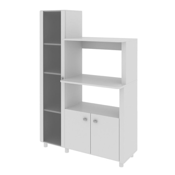 Encontraproduto.com.br - Balcão Multiuso Cozinha   BL-3304 c/ 3 Portas e Nicho p/ Microondas 96cm Branco - Tecno Mobili