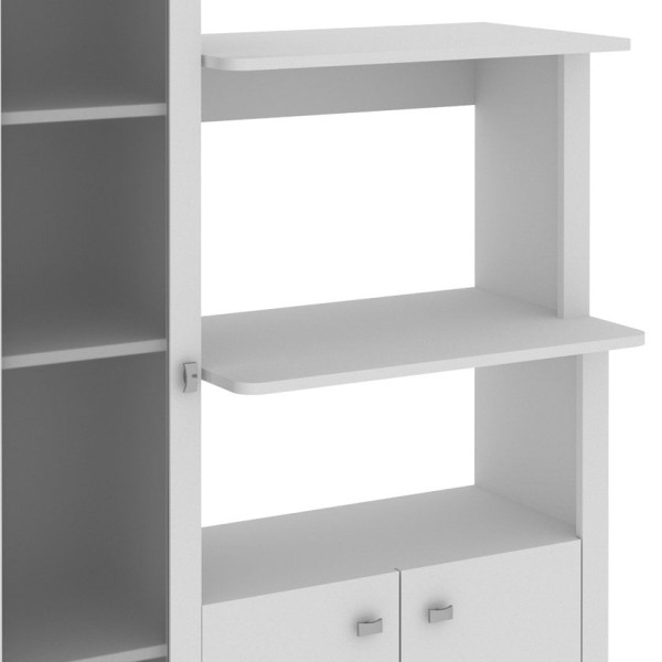 Encontraproduto.com.br - Balcão Multiuso Cozinha   BL-3304 c/ 3 Portas e Nicho p/ Microondas 96cm Branco - Tecno Mobili