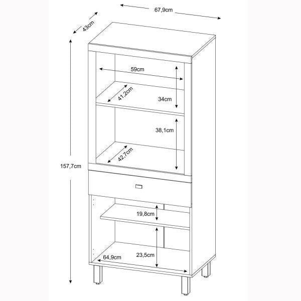 Encontraproduto.com.br - Balcão para Micro-ondas e Forno 2 Portas 1 Gaveta BL3305 Tecno Mobili