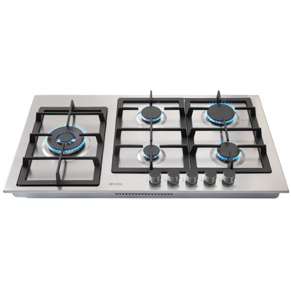 Encontraproduto.com.br - Cooktop a Gás Evol 90Cm 5Q Inox Bivolt ECTGD5QM3A
