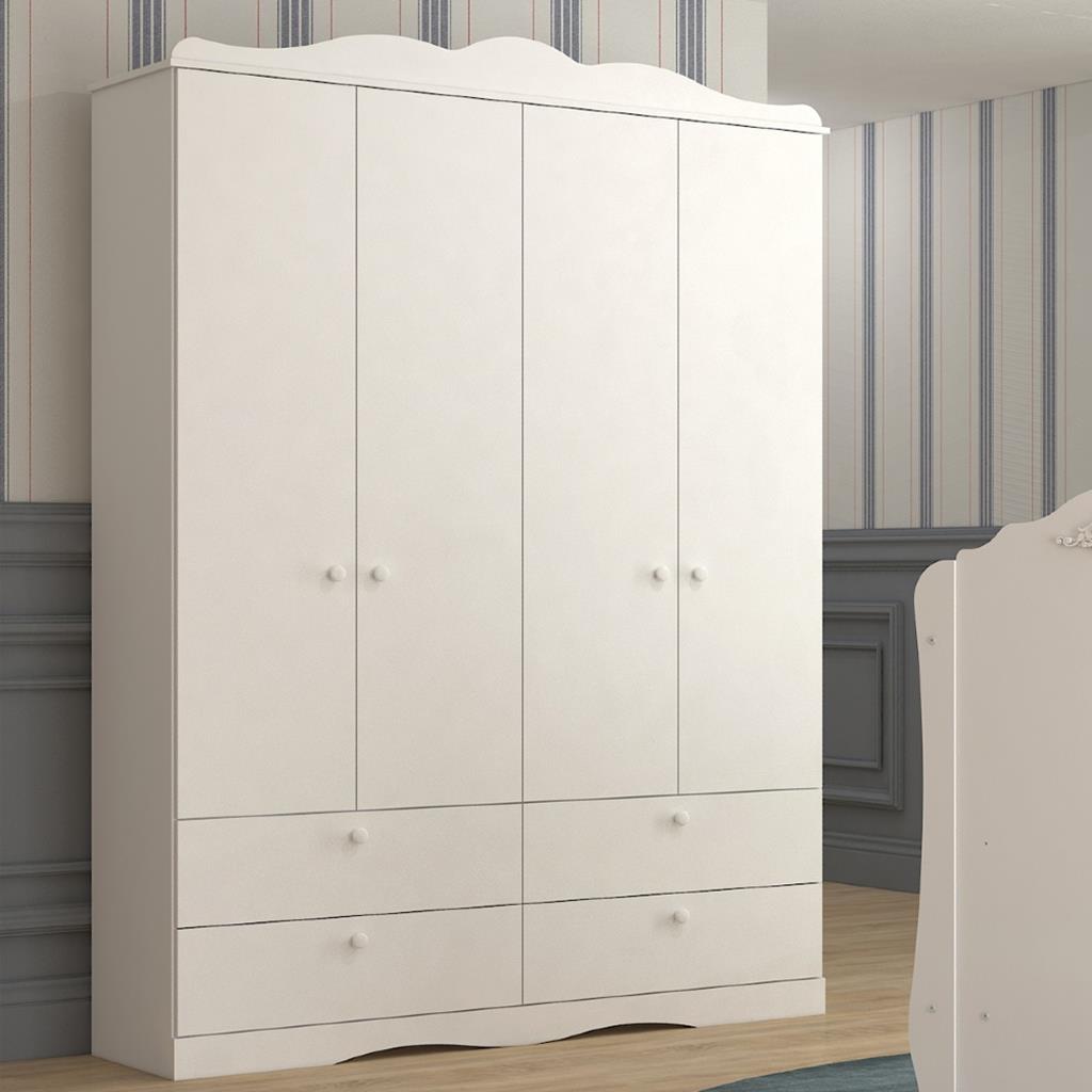 Encontraproduto.com.br - Guarda Roupa Infantil 4 Portas e 4 Gavetas Encanto Permóbili