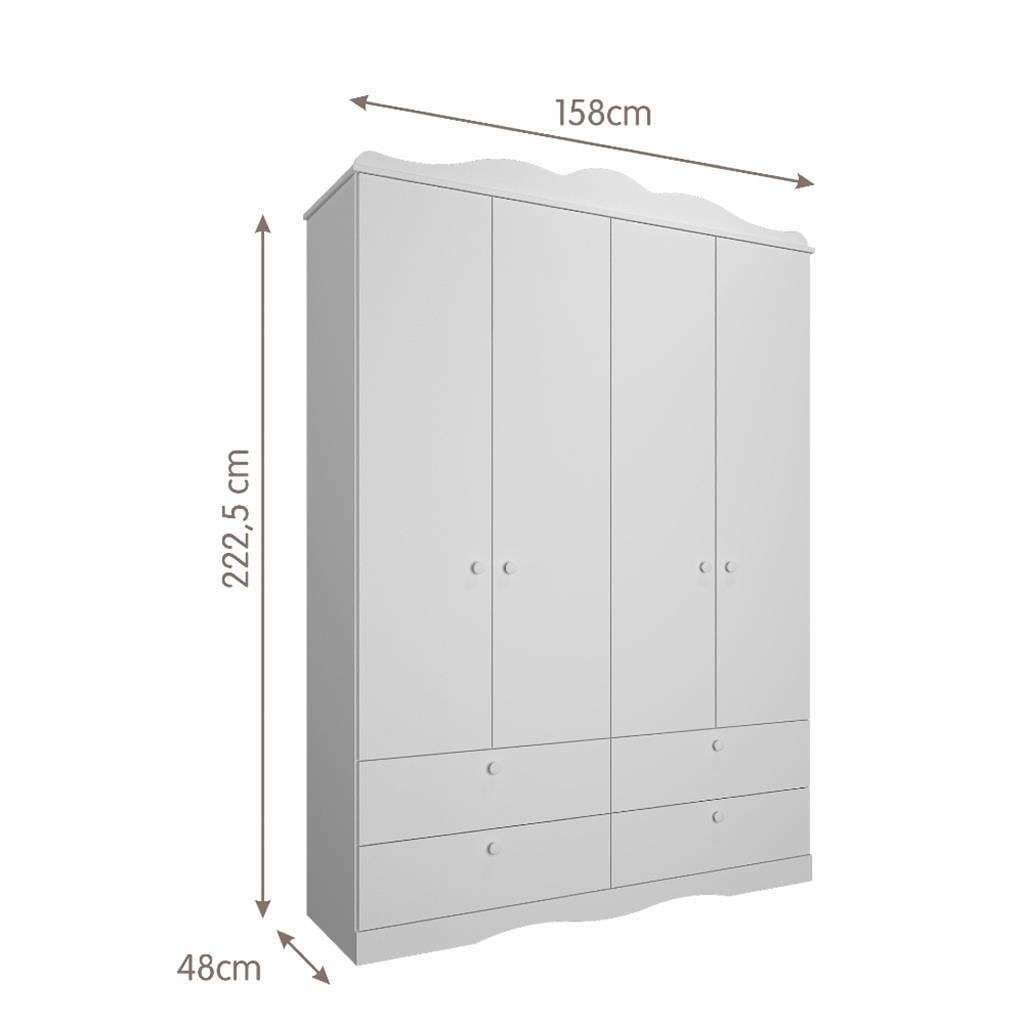 Encontraproduto.com.br - Guarda Roupa Infantil 4 Portas e 4 Gavetas Encanto Permóbili