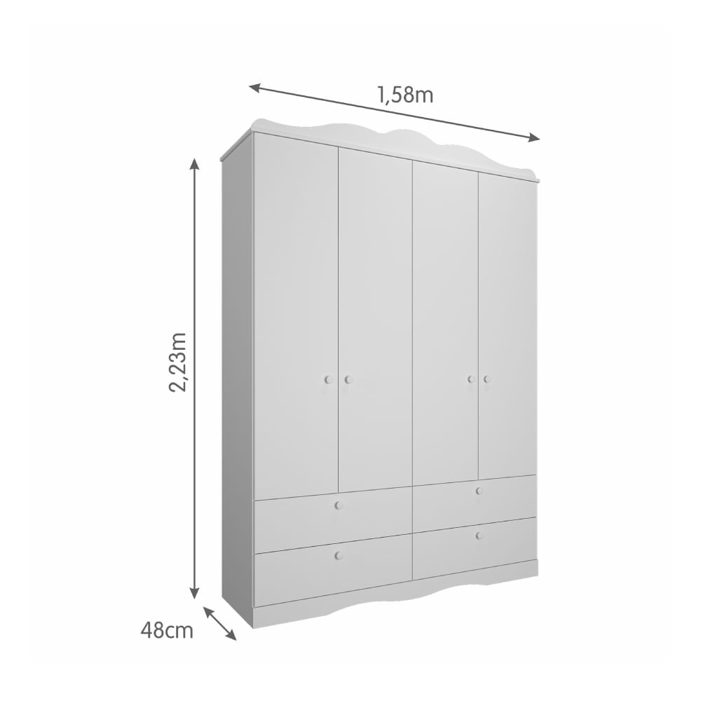 Encontraproduto.com.br - Guarda Roupa Infantil 4 Portas e 4 Gavetas Encanto Permóbili