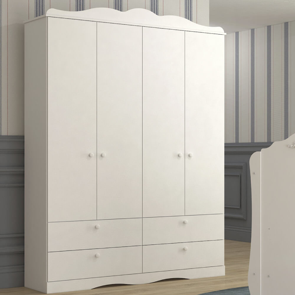 Encontraproduto.com.br - Guarda Roupa Infantil 4 Portas e 4 Gavetas Encanto Permóbili