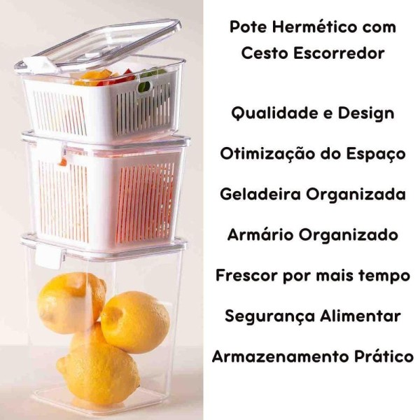 Encontraproduto.com.br - Pote Hermético Slim Multiuso Branco 2 Litros