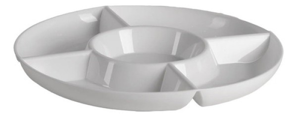 Petisqueira Redonda Com 5 Divisões Le Chef Branca Paramount 33×3 cm