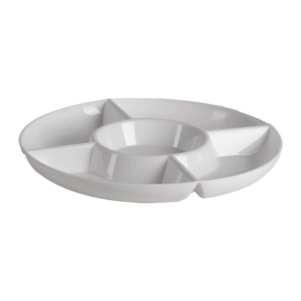 Encontraproduto.com.br - Petisqueira Redonda Com 5 Divisões Le Chef Branca Paramount 33×3 cm