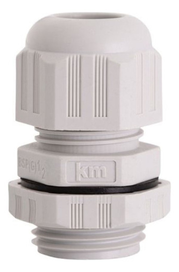 Prensa Cabo PVC 1/4 BSP Cinza Curto Com Porca Ip68 Kraus Muller