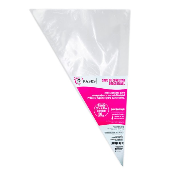 Encontraproduto.com.br - Saco para confeitar 52X30cm grande com 50un FASES