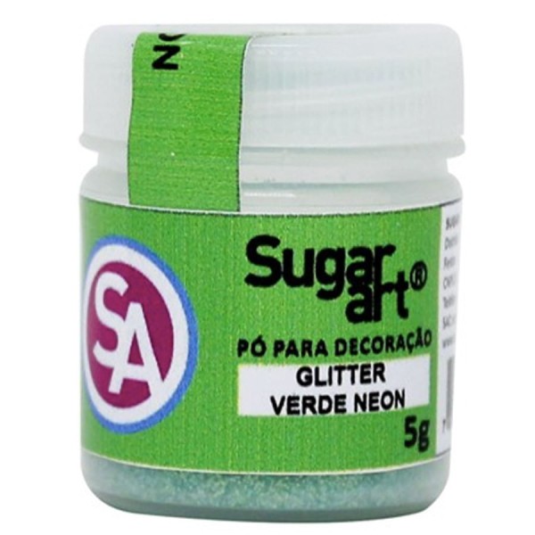 Pó para Decoração Glitter Verde Neon 5g SUGAR ART
