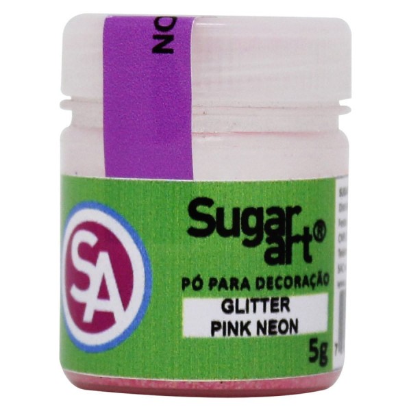 Pó para Decoração Glitter Pink Neon 5g SUGAR ART