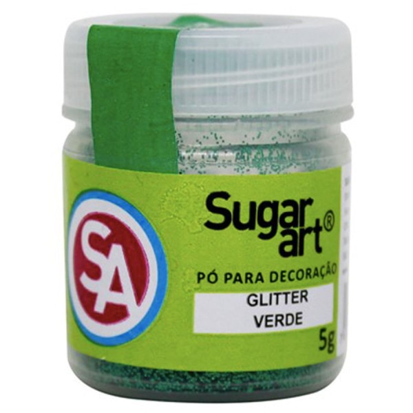 Pó para Decoração Glitter Verde 5g SUGAR ART